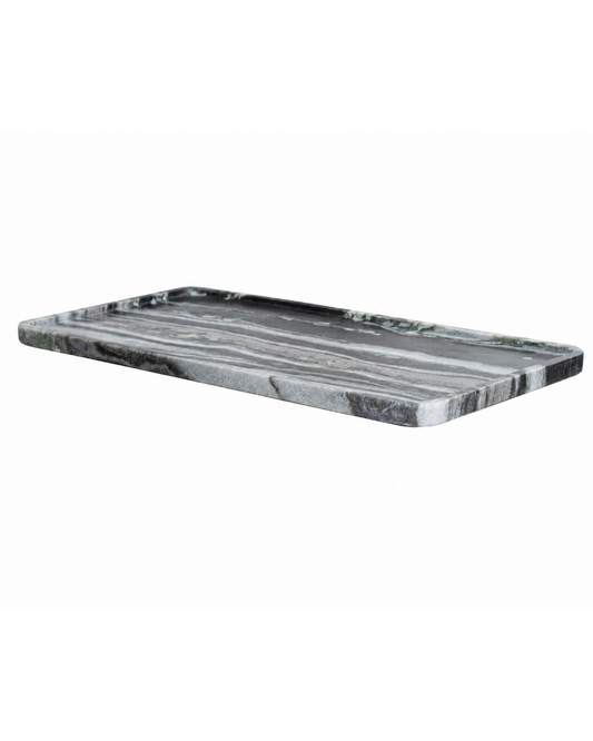 Kiara Plate Black and White Marble Plate