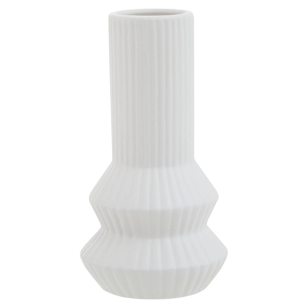 Fabia White Ribbed Vase