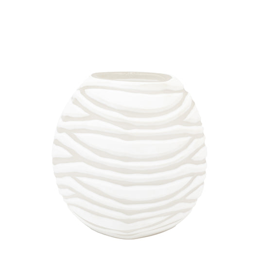 Andorra Handblown Carved Glass Vase White Small