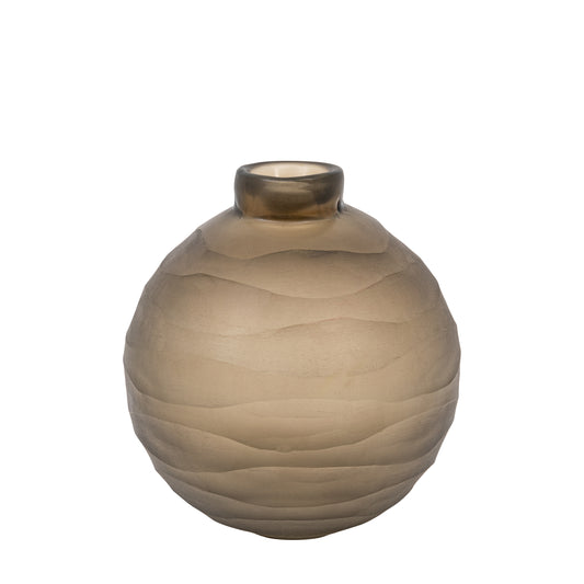 Smoke Bevelled Glass Globe Vase - Large