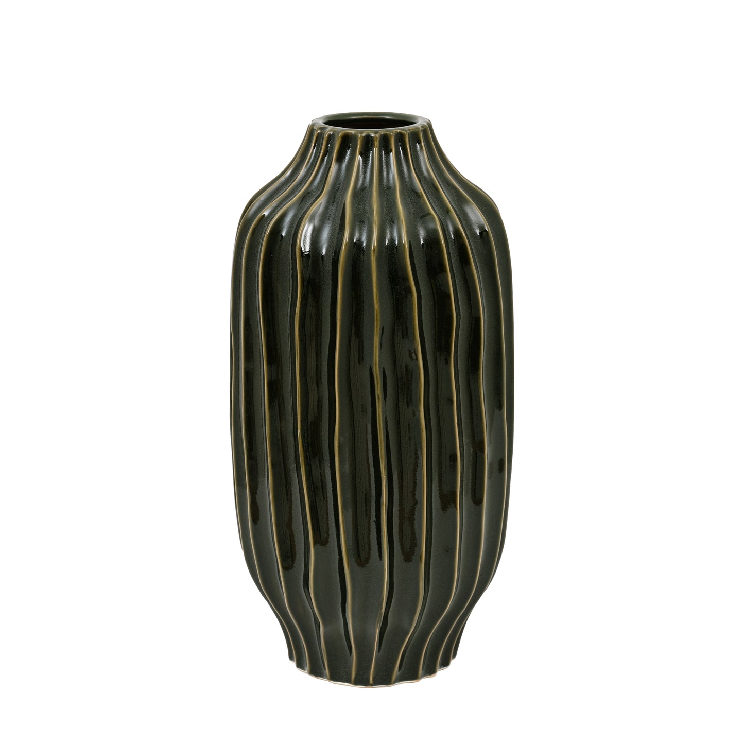 Olive Organic Ribbed Large Vase
