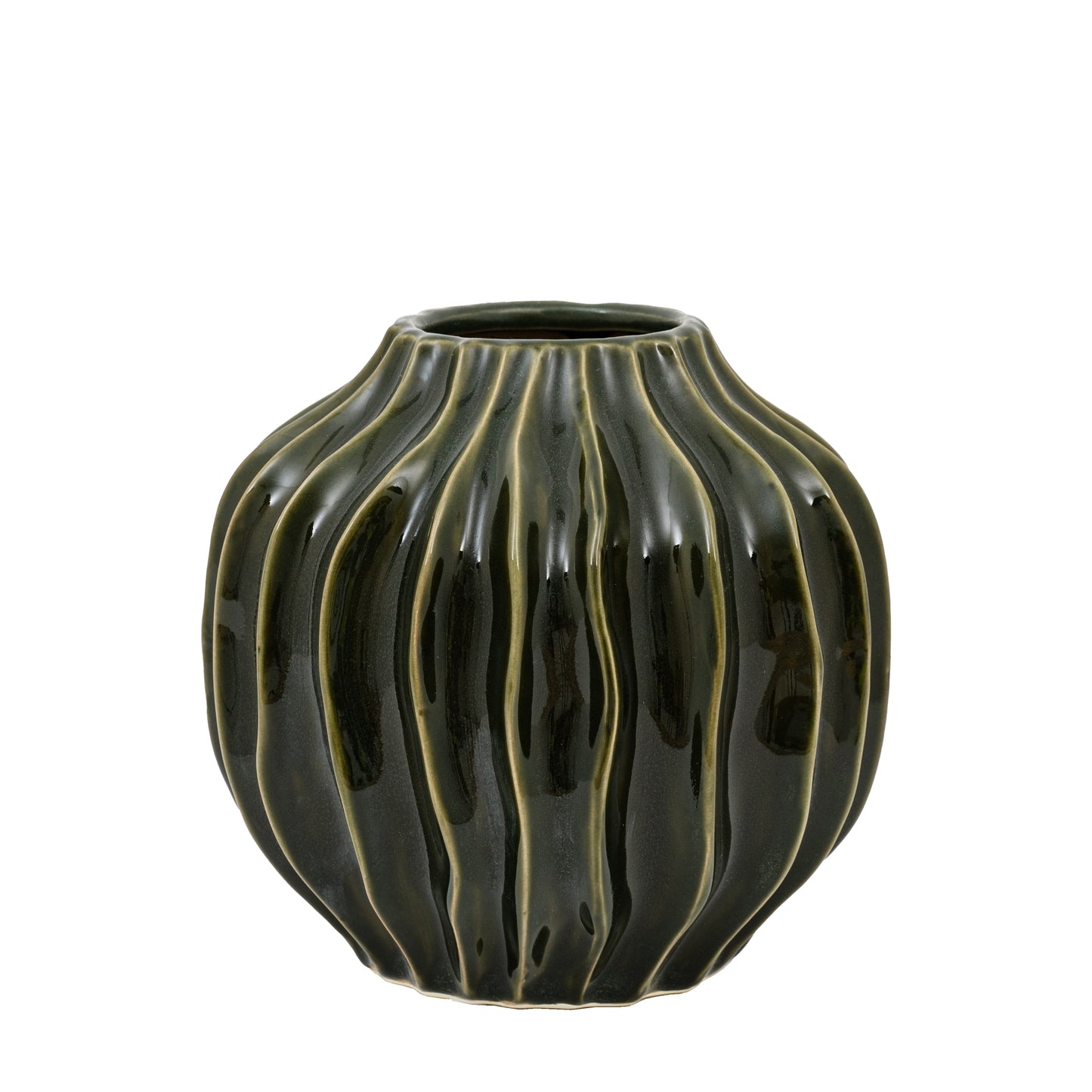 Olive Organic Ribbed Small Vase
