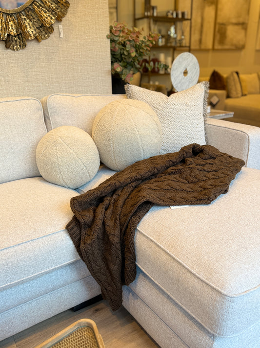 Mocha Knitted Throw