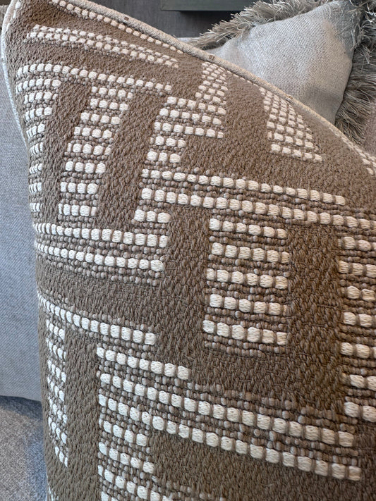 Reversible Summer Weave / Stripe Piped Cushion - 55cm