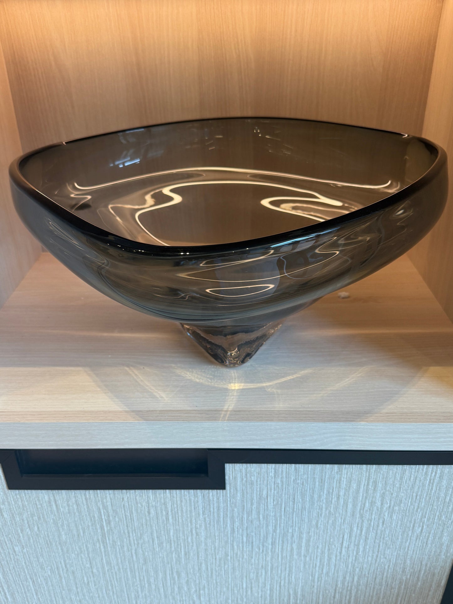 Smoked Glass Triangle Bowl