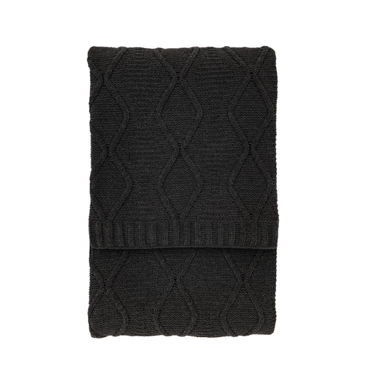Chenille Cable Throw Grey