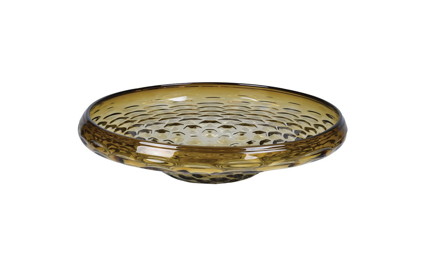 Amber Beehive Glass Bowl