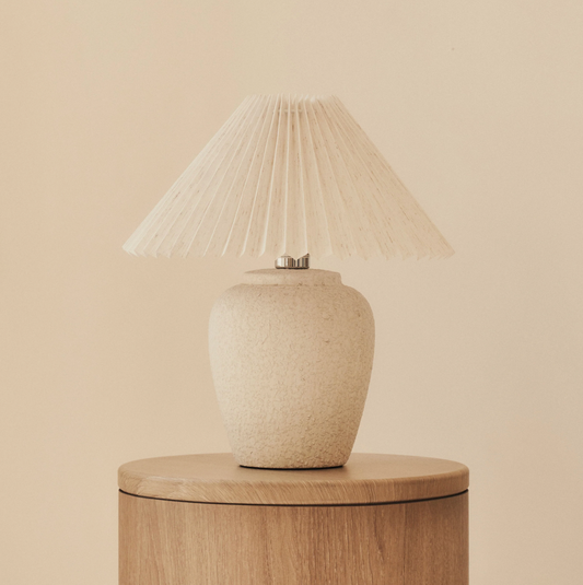 Sicily Stone Ceramic Pleated Shade Table Lamp