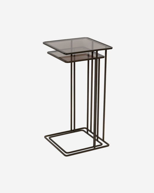 Salzburg Set of 2 Glass and Metal Side Tables