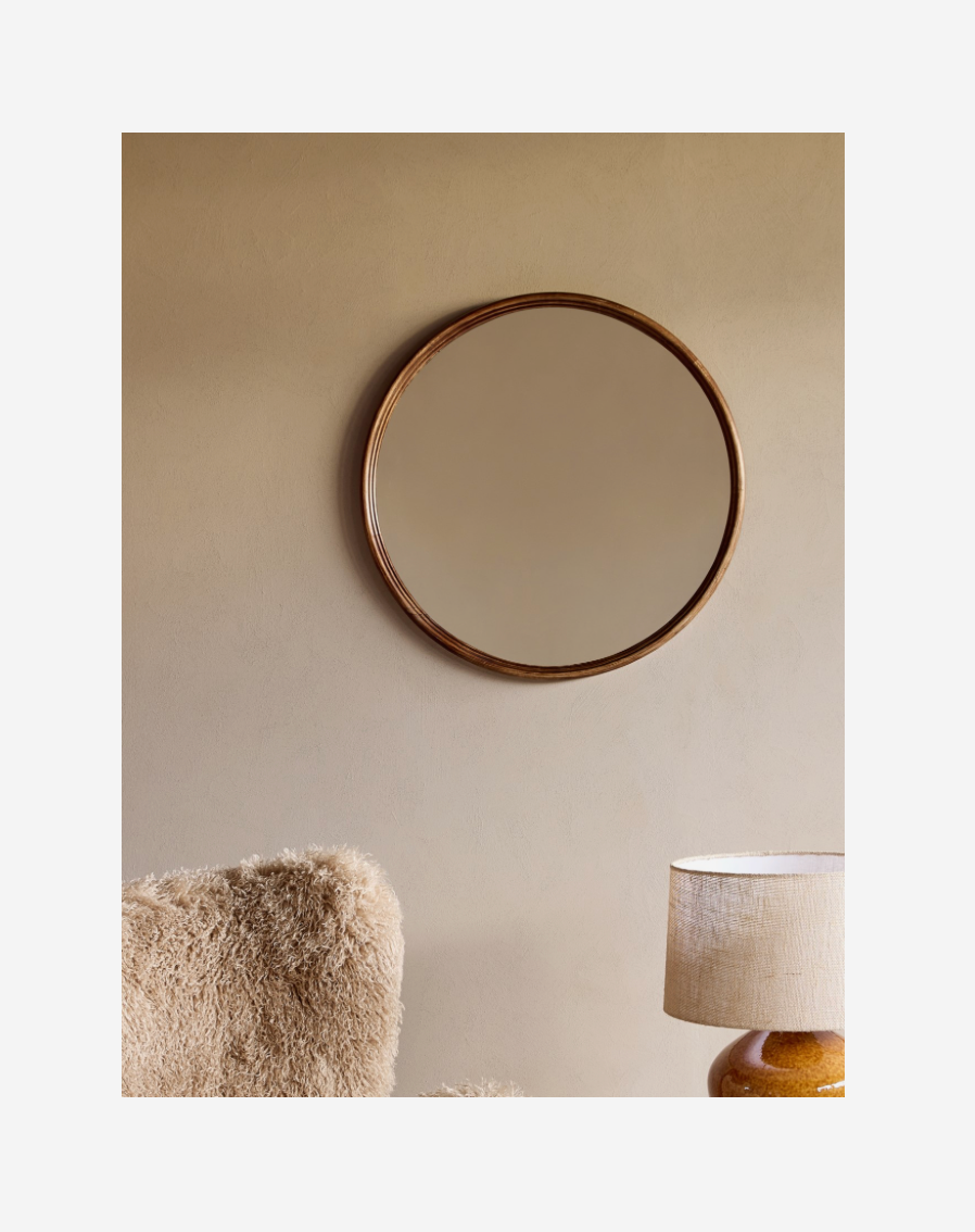 Tilburg Round Wood Mirror 80cm