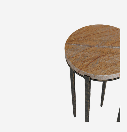 Leo Forest Brown Marble Accent Table