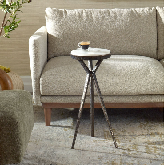 Uttermost Tilton White Marble Accent Table