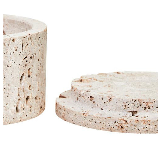 Tibor Travertine Round Trinket Box
