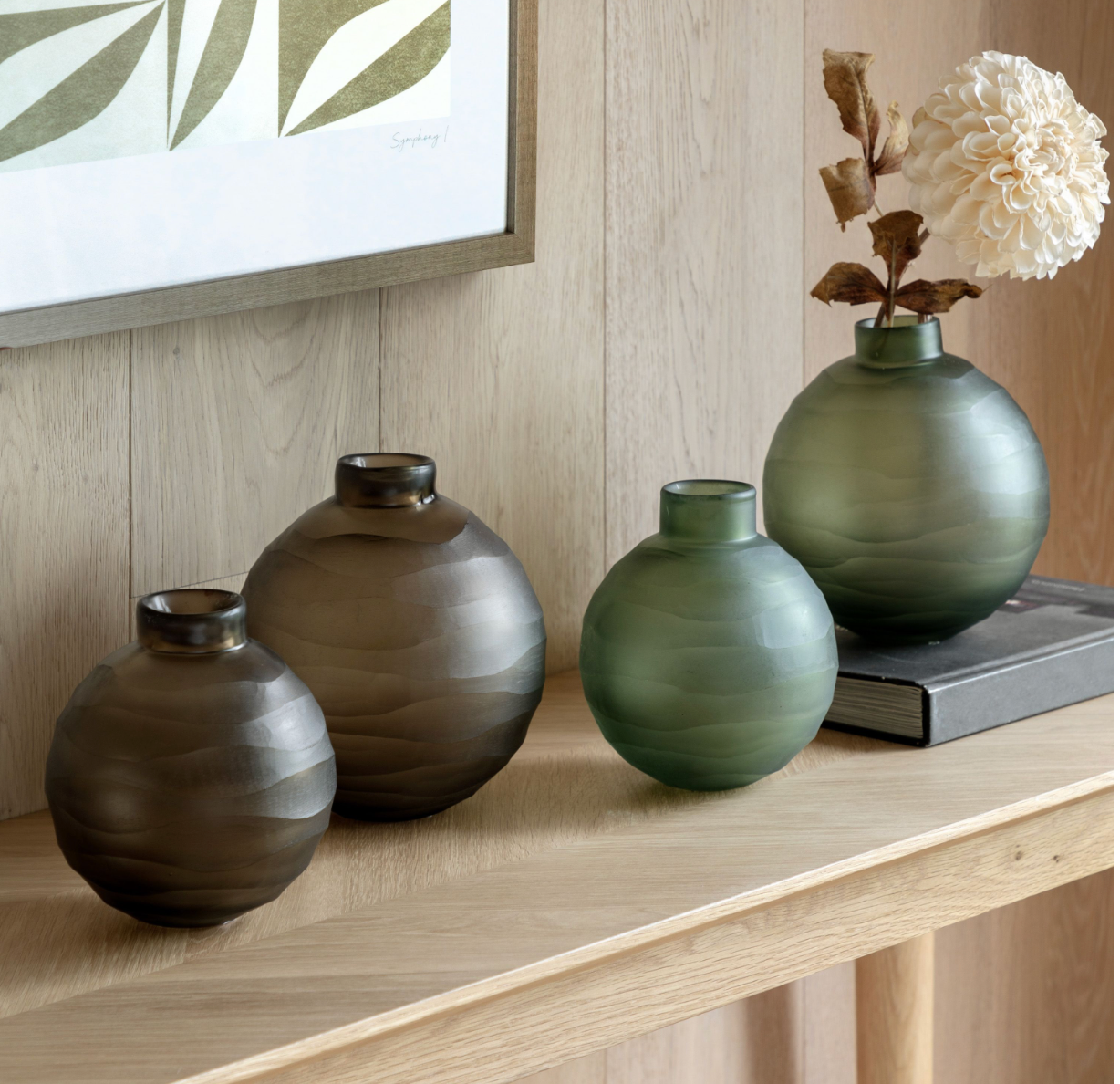 Smoke Bevelled Glass Globe Vase - Large