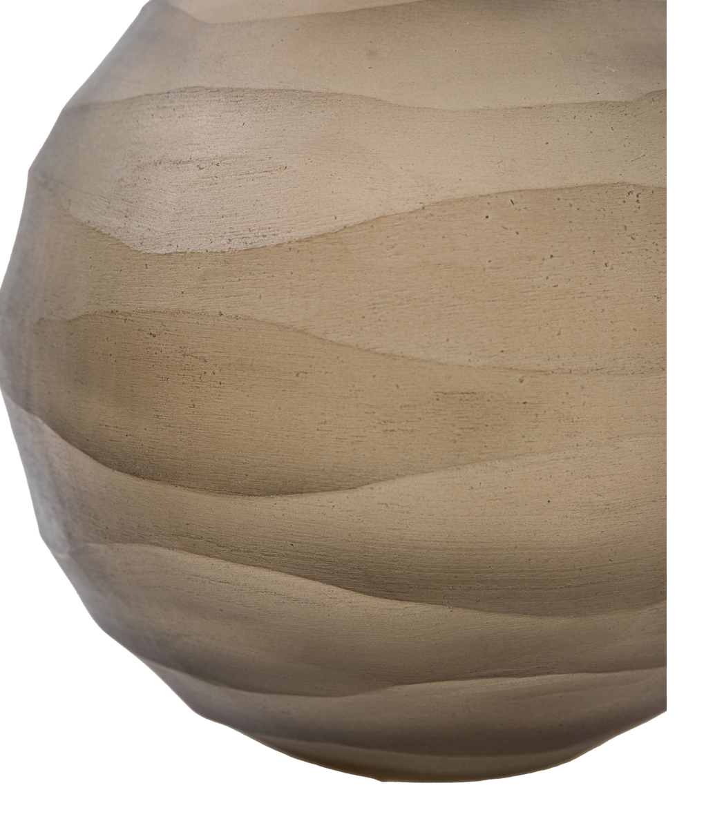 Smoke Bevelled Glass Globe Vase - Large