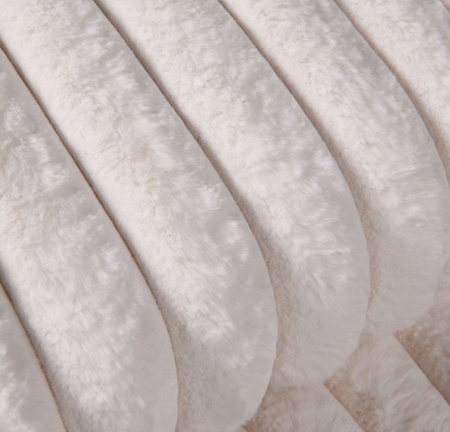 Cream Faux Rabbit Ribbed Throw