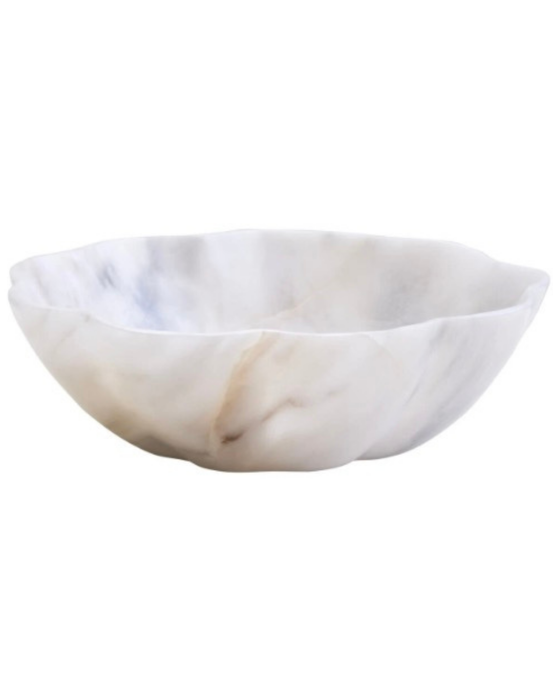 Zoro Large White Marble Scalloped Bowl