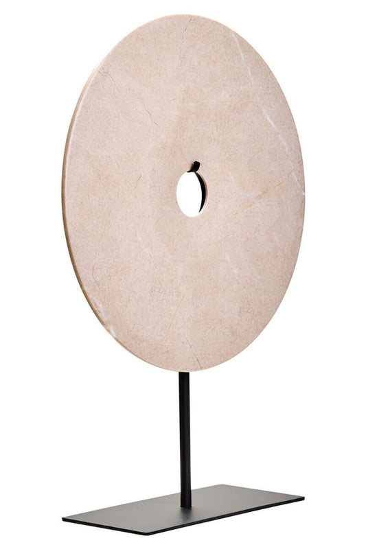 Zoro Large Cream Marble Disc Sculpture