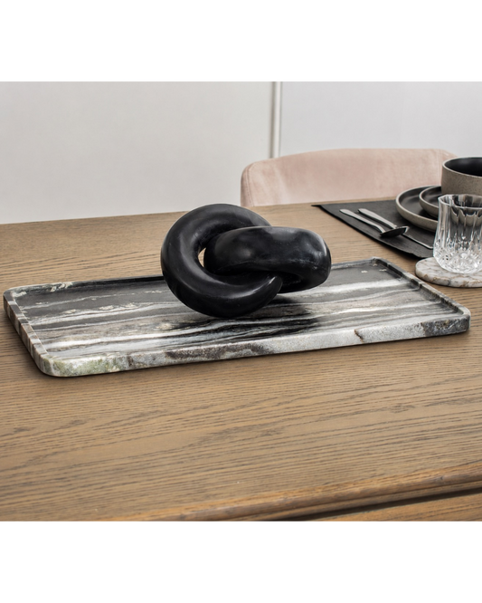 Kiara Plate Black and White Marble Plate