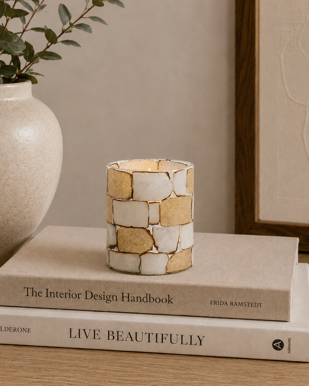 Dronero White & Brown Tealight - Small
