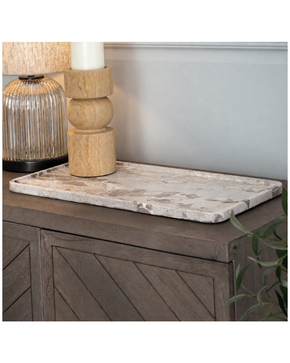 Kiara Plate Beige Marble