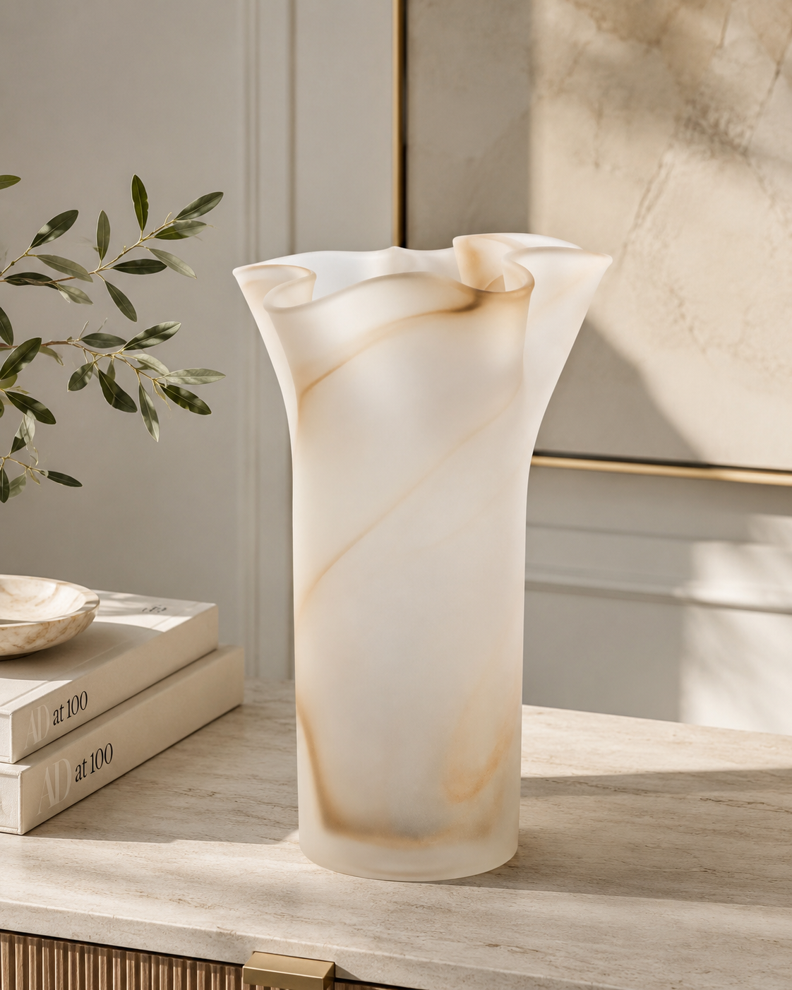 Galene Fluted Natural Glass Vase