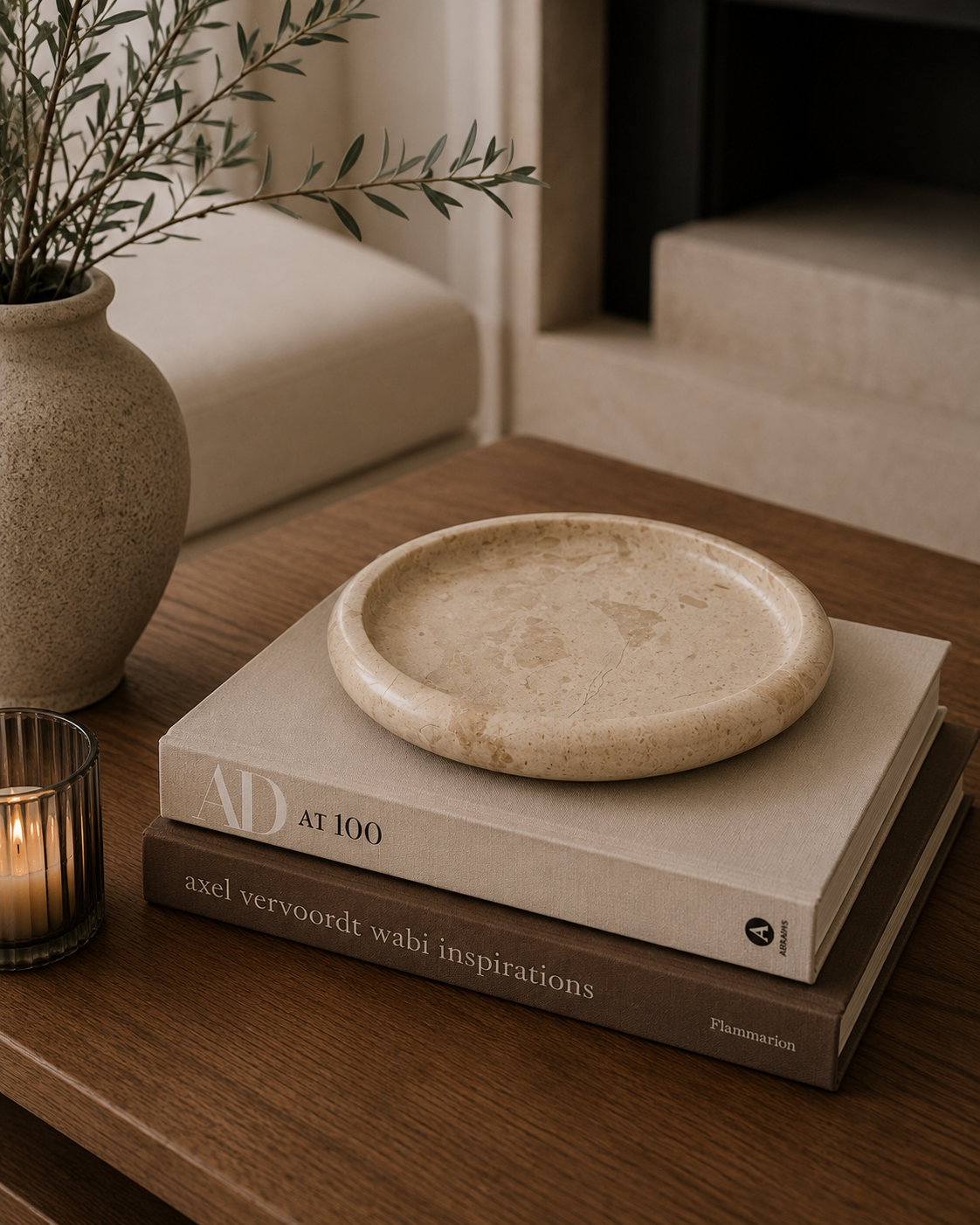 Zoro Cream Marble Round Tray