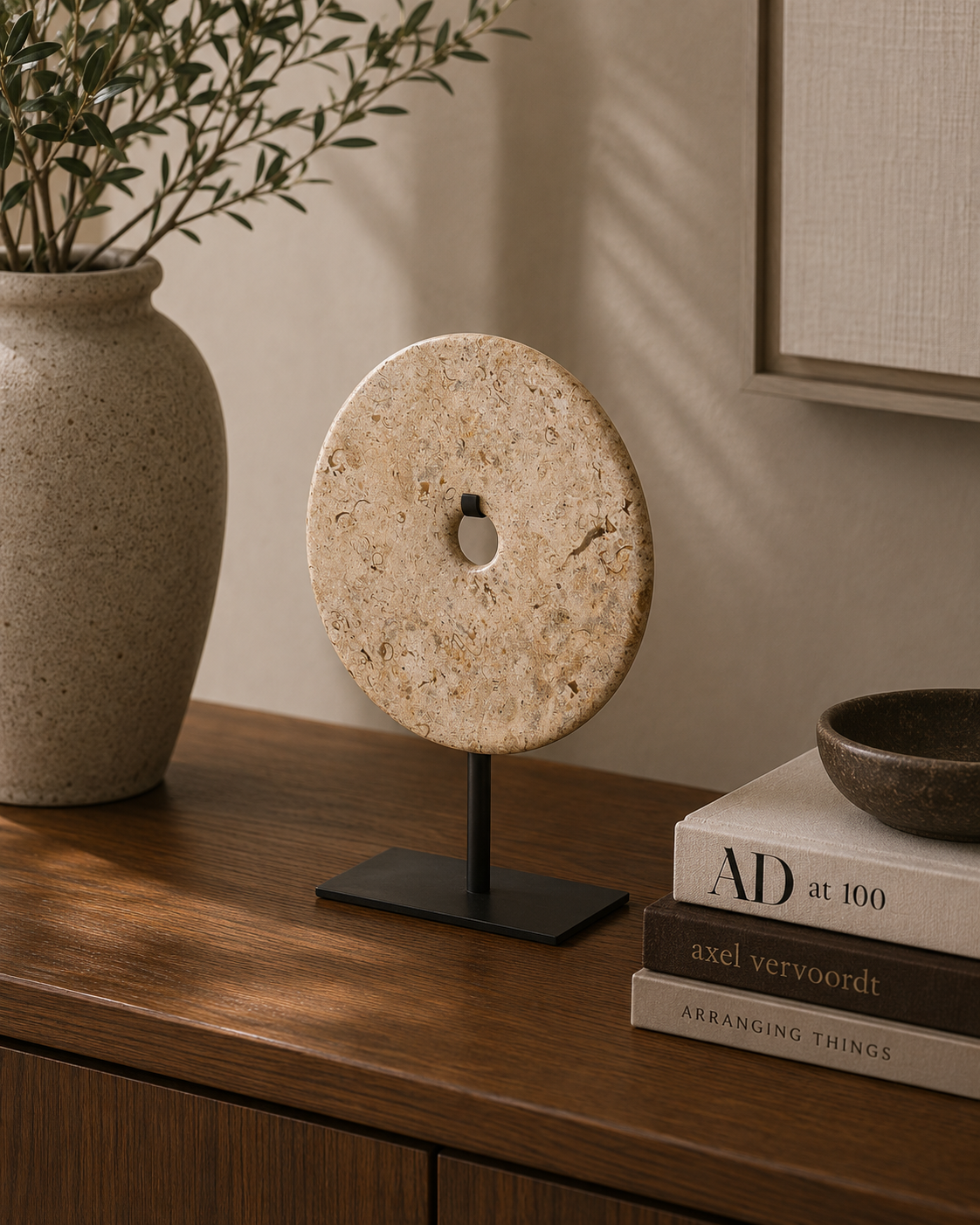 Zoro Extra Small Speckled Marble Round Disk 15cm