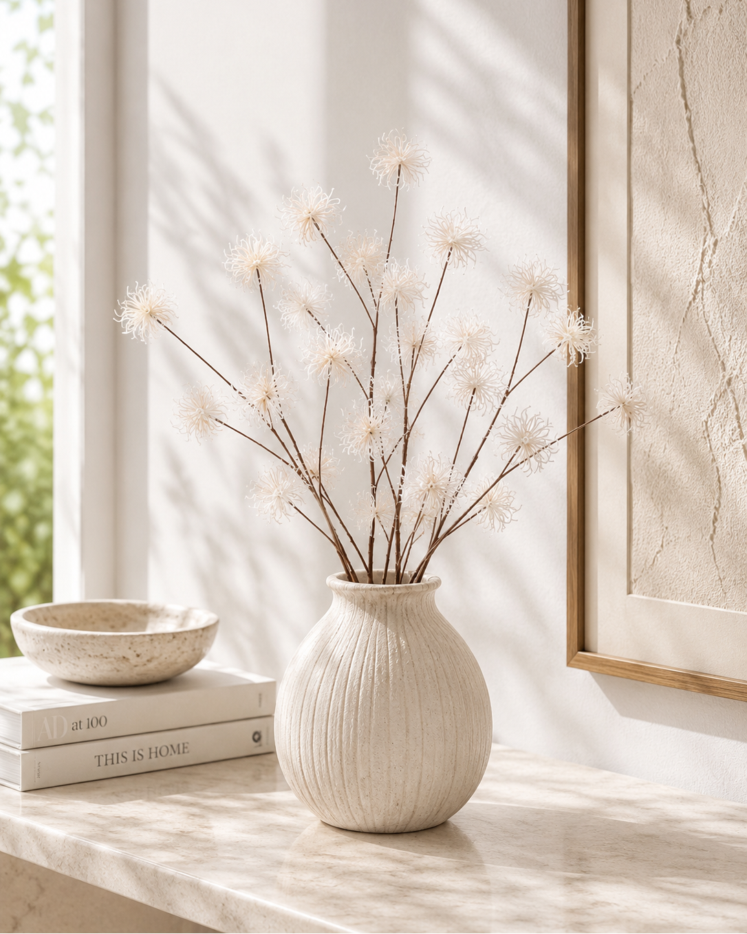 Faux Spider Chrysanthemum Branch Stem