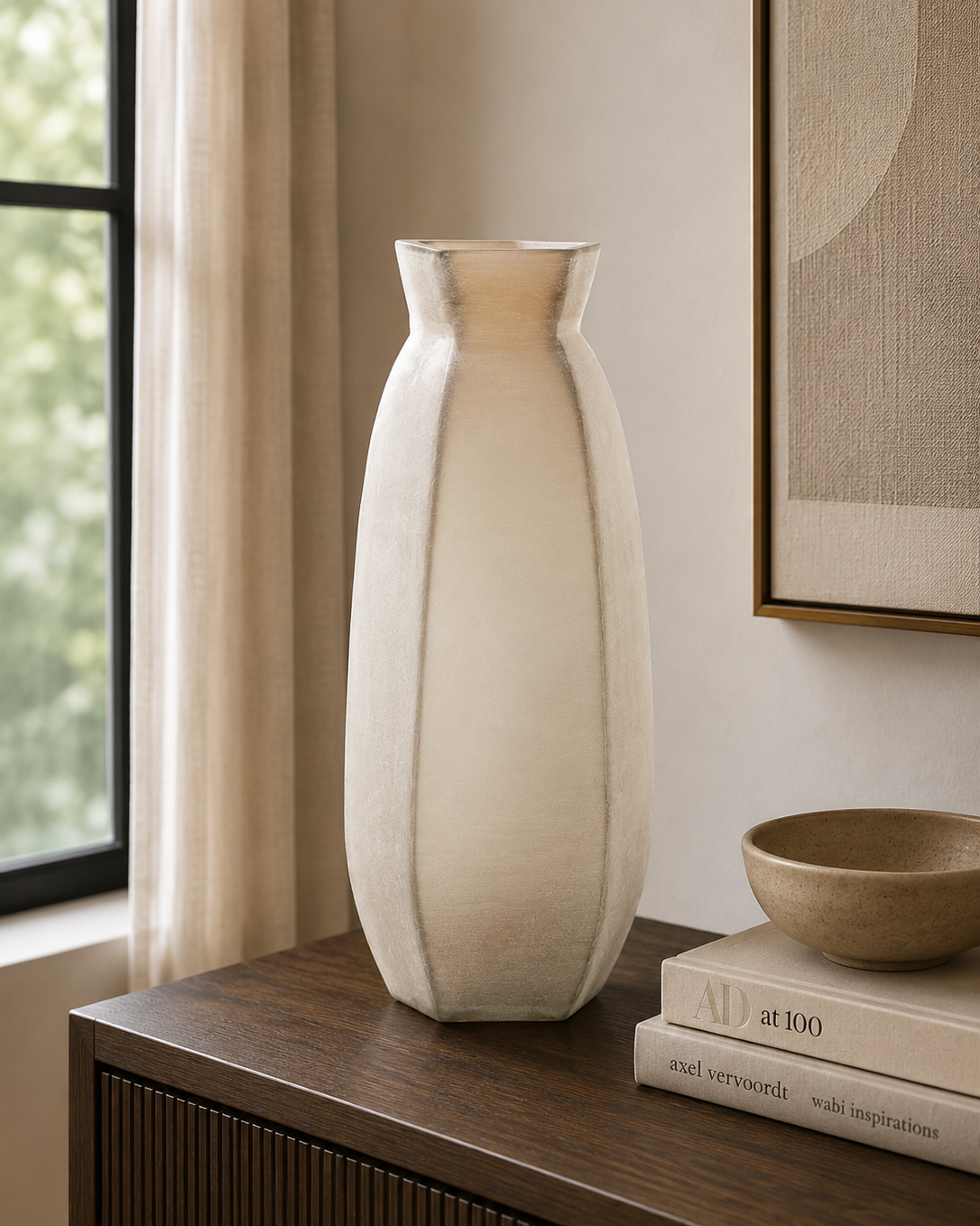 Veliko Light Brown Glass Vase - Tall