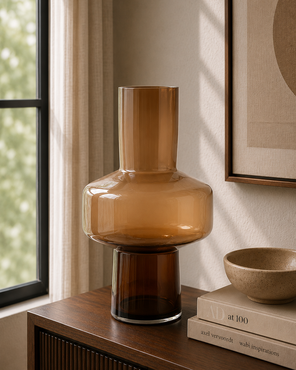 Trasmo Brown Glass Vase - Tall