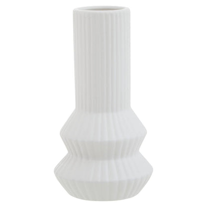 Fabia White Ribbed Vase