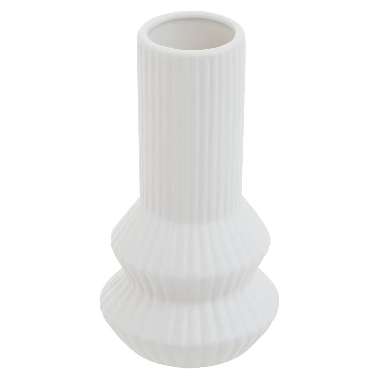 Fabia White Ribbed Vase