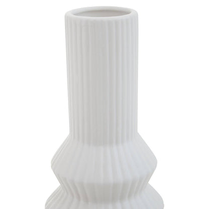 Fabia White Ribbed Vase