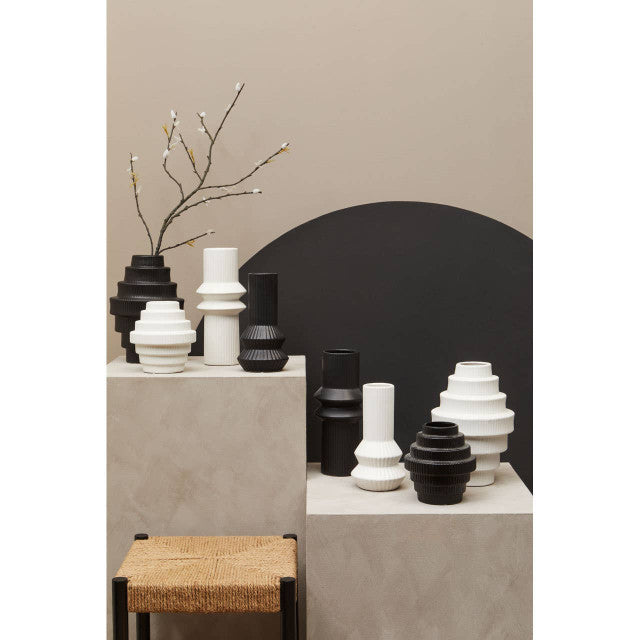 Fabia White Ribbed Vase