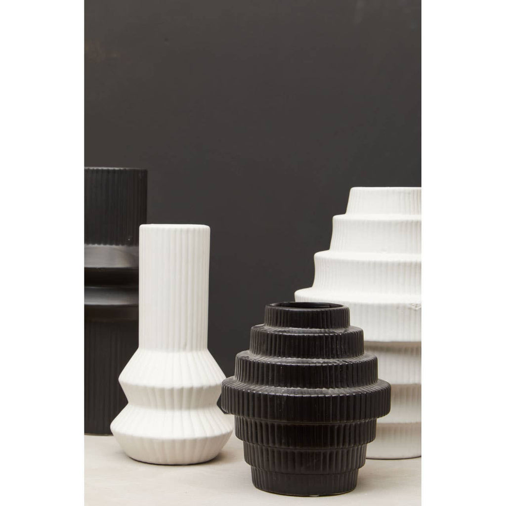 Fabia White Ribbed Vase