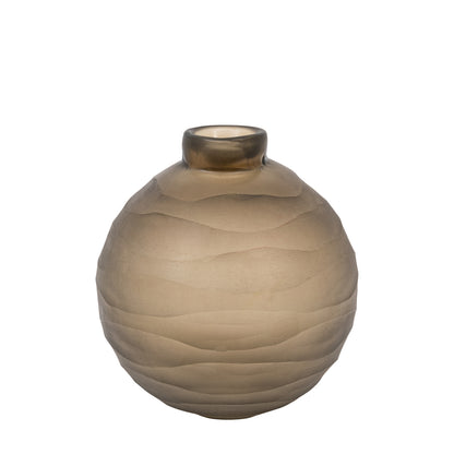 Smoke Bevelled Glass Globe Vase - Large