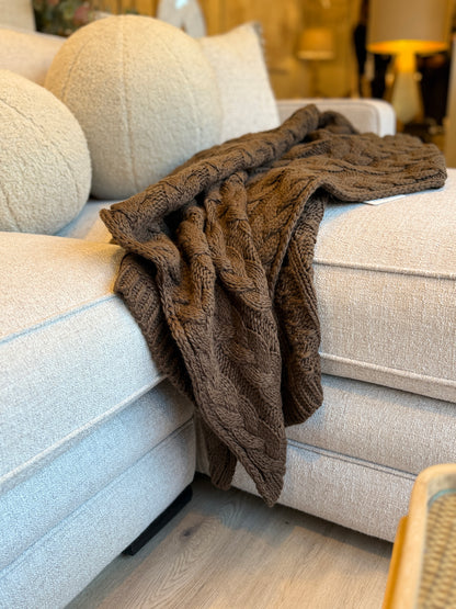 Mocha Knitted Throw