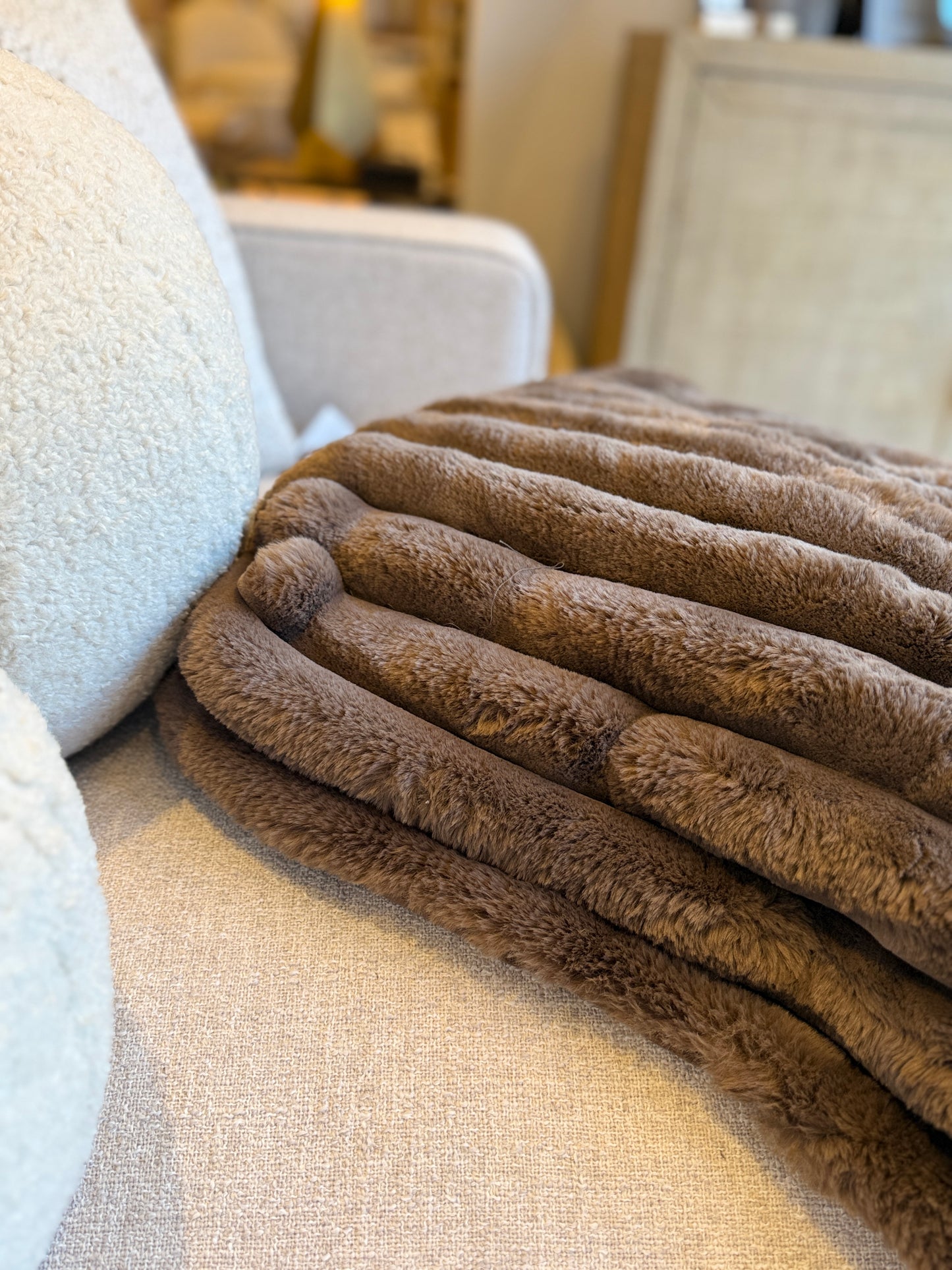 Cocoa Faux Fur Throw