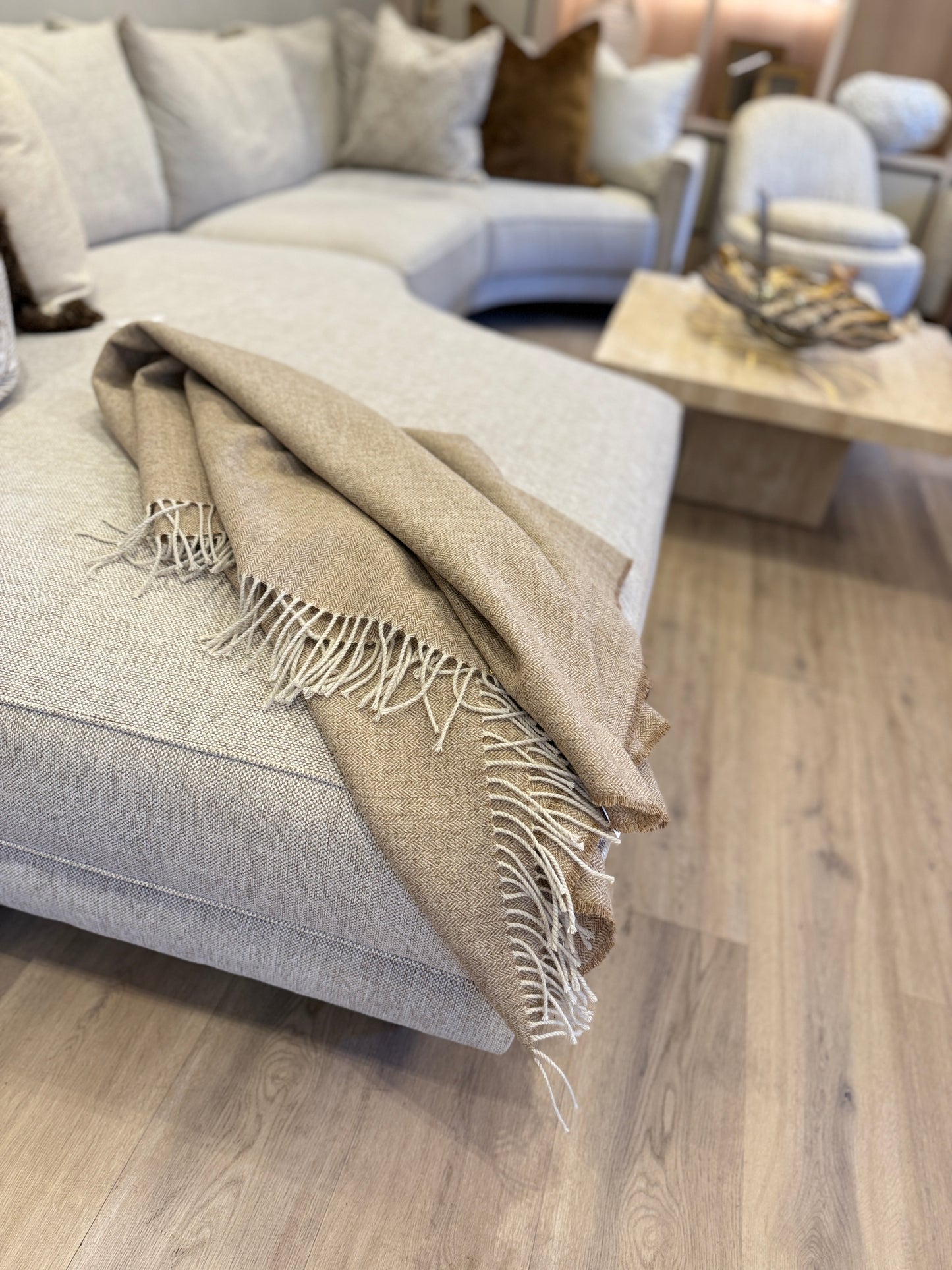 Driftwood Wool Fringe Throw