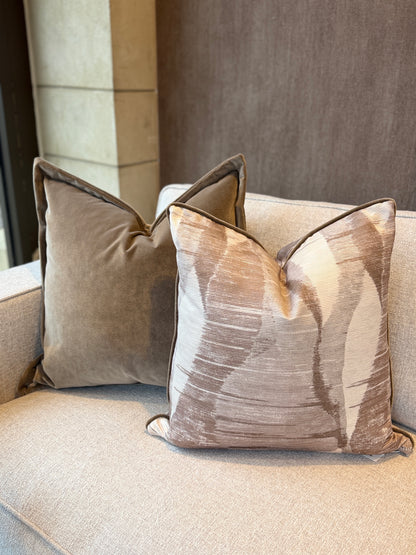 24" Taupe Velvet Oxford Cushion