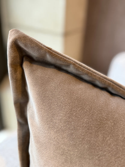 24" Taupe Velvet Oxford Cushion