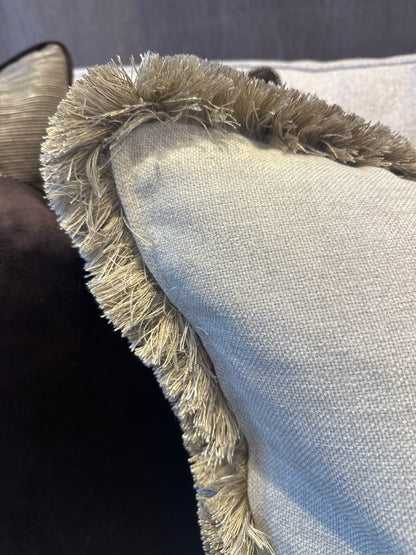 Bespoke Oatmeal Fringe Trim Cushion 22"