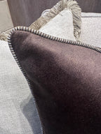 Bespoke Chocolate Velvet Cushion with Stripe Pipe 22"