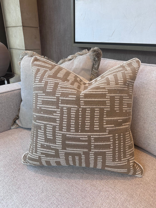 Reversible Summer Weave / Stripe Piped Cushion - 55cm