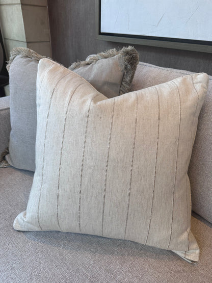 Reversible Summer Weave / Stripe Piped Cushion - 55cm