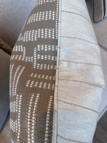 Reversible Summer Weave / Stripe Piped Cushion - 55cm