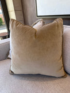 22" Sand Velvet Piped Cushion