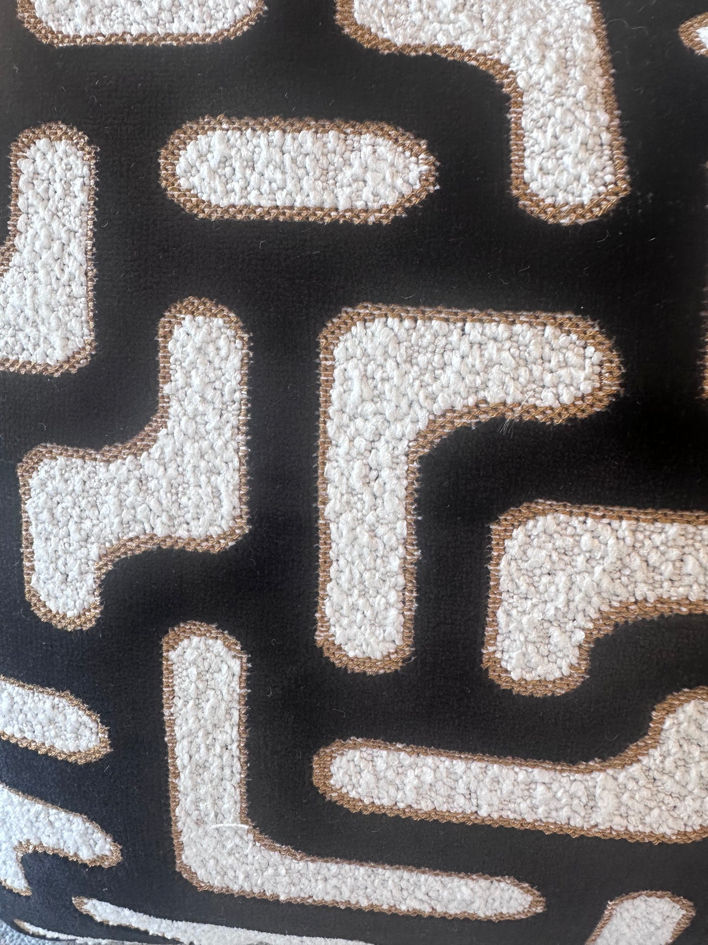 Bespoke 22x14" Bryce Velvet & Boucle Rectangular Cushion