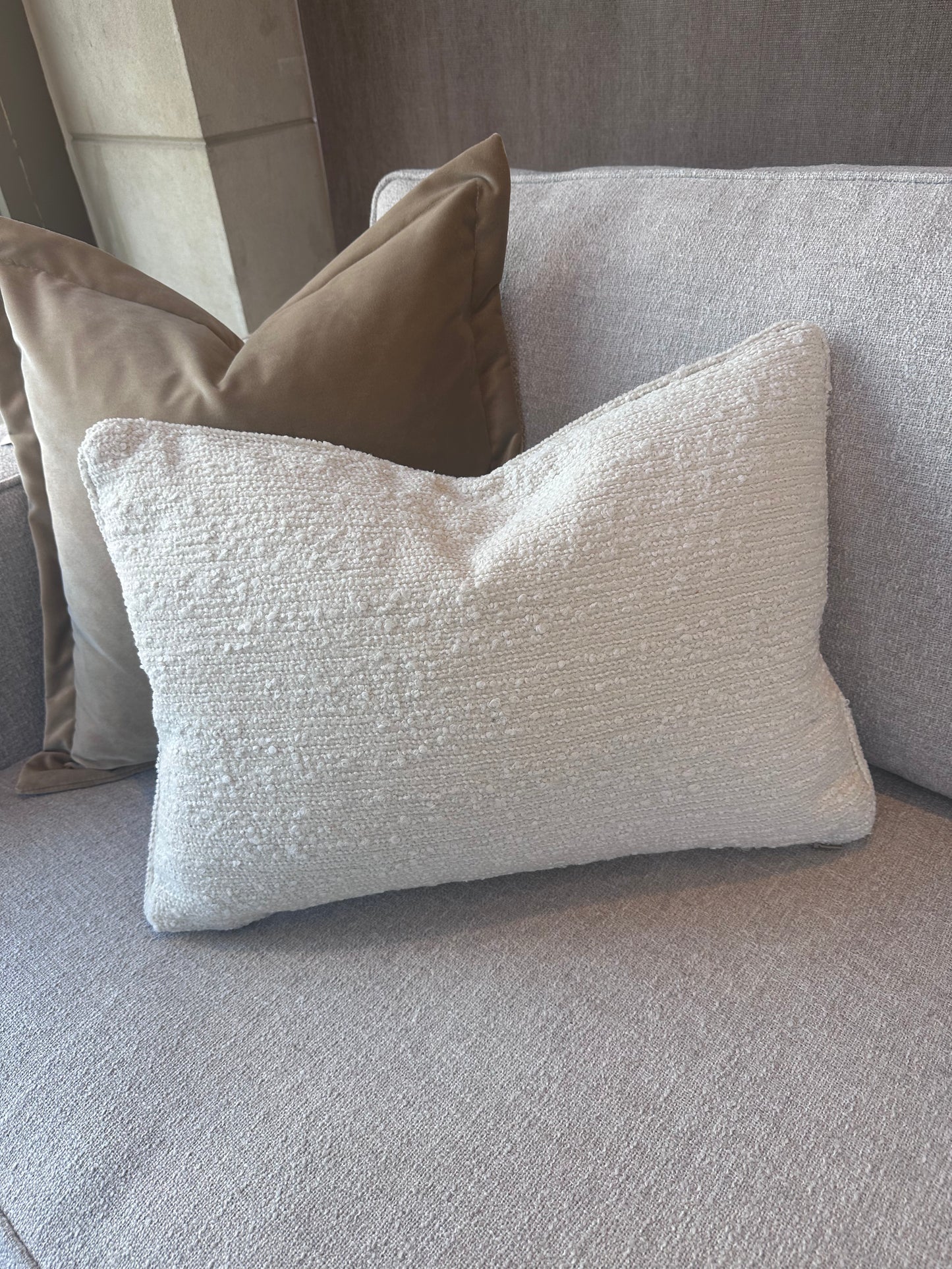 Bespoke 22x14" Bryce Velvet & Boucle Rectangular Cushion